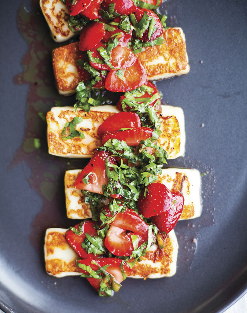 VIBF Grilled Halloumi with Strawberries and Herbs