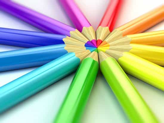 Color pencils on white background. 3d illustration